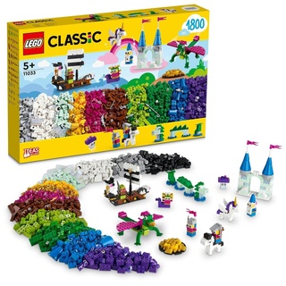 LEGO 11033 Steinebox Fantasie-Universum Kreativ-Bauset Classic Bausteineset 1800 Teile für 3 magische Königreiche
