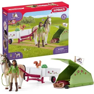 schleich 42533 HORSE CLUB Sarahs Campingausflug, 23 Teile Spielset mit schleich Pferde Figur, vollbeweglicher Mädchen-Figur, Zelt und weiterem Zubehör, Spielzeug für Kinder ab 5 Jahren