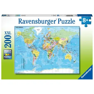 Ravensburger Kinderpuzzle - 12890 Die Welt - Puzzle-Weltkarte für Kinder ab 8 Jahren mit 200 Teilen im XXL-Format / Ravensburger Spieleverlag / Spiele