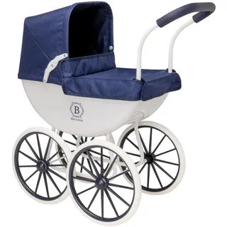 Rosa Mein erster Kinderwagen | Traditioneller Stil Kutsche Puppen Kinderwagen | Premium Englischer Traditionswagen | Schiebewagen mit weißen Rädern und passender Bettwäsche | Alter 3+