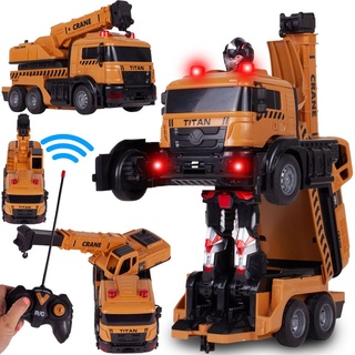 MalPlay Baukran Transformer Robot mit Fernsteuerung Auto Kinder Roboter mit Fernbedienung ab 6 Jahren