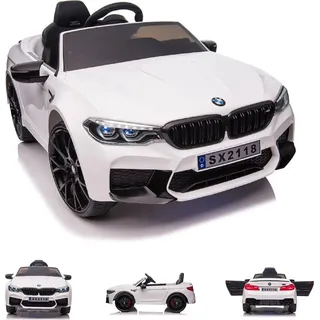 Es-toys Elektro Kinderfahrzeug weiss "BMW M5" - Lizenziert - 12V7A Akku, 2 Motoren- 2,4Ghz Fernsteuerung, MP (12 V)