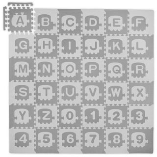 relaxdays Spielmatte Puzzlematte ABC und Zahlen (36-St) grau