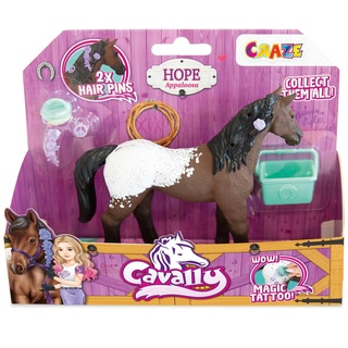 Cavally Box Set Hope - Pferde Spielzeug zum Sammeln, realistische Pferdefigur mit Zubehör & Spezialeffekten, Appaloosa-Pferd Spielzeug Mädchen