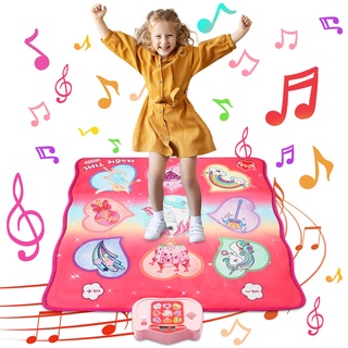 Einhorn Tanzmatte Spielzeug,3 Herausforderung Modi Berühren Matte Spielen mit LED Anzeige, Musical Tanzmatte Spiel für 3 4 5 6 7 8 Jahre Mädchen Junge