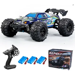 Teeggi RC-Auto Ferngesteuertes Auto 50km/h,2.4G RC Hohe Geschwindigkeit Offroad Drift, 1:16 Kohlebürste Motor 4WD Off Road Race Buggy Erwachsene 3 Batterien blau