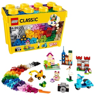 LEGO Classic Große Bausteine-Box, Konstruktionsspielzeug für Mädchen und Jungen mit Aufbewahrungsbox, enthält Bunte Steine, Reifen, Türen, etc. in 33 Farben, Geschenk für Kinder ab 4 Jahren 10698