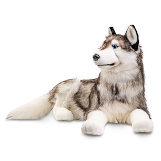 Uni-Toys Kuscheltier Husky, liegend - 100 cm (Länge) - Plüsch-Hund - Plüschtier, zu 100 % recyceltes Füllmaterial