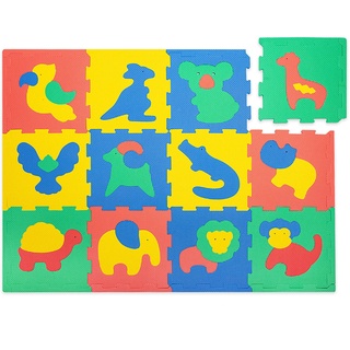 Hakuna Matte Puzzlematte für Babys 1,2x0,9m – Baby Spielmatte enthält 12 Fliesen mit Tieren – 20% dickere Krabbelmatte in Einer recycelbaren Verpackung – schadstofffreie, geruchlose Schaumstoffmatte