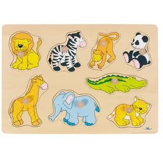 goki 57874 Steckpuzzle Zootiere, bunt