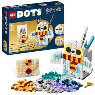 LEGO 41809 DOTS Hedwig Stiftehalter, Harry Potter Eule Schreibtisch-Accessoires, Bleistifttopf und Notizhalter, Spielzeug-Bastelset für Kinder, Sc...