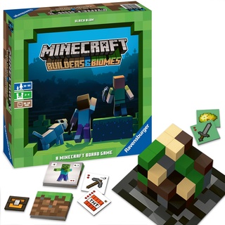 Ravensburger Familienspiel 26132 - Minecraft Spiel Builders & Biomes - Gesellschaftsspiel für Kinder und Erwachsene, für 2-4 Spieler, Minecraft Brettspiel ab 10 Jahren, Minecraft Geschenke
