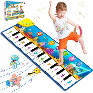 Weokeey Klaviermatte, Tanzmatte Musikmatte Kinderspielzeug ab 1 Jahr Baby Spielzeug Lernspielzeug Geschenk 1 Jahr für Jungen Mädchen 2 3 4 Jahre, 110X36cm