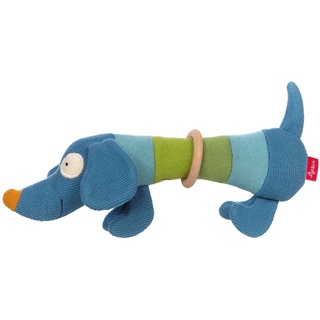 SIGIKID 39376 Strick-Greifling Hund Baby Strick Mädchen und Jungen Babyspielzeug empfohlen ab 3 Monaten blau/grün