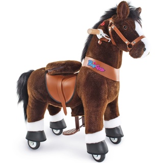 PonyCycle Offizielle Klassisch Modell U Reiten auf Pferd Spielzeug Plüsch Lauftier Dunkelbraunes Pferd mit Bremse und Ton für 3-5 Jahre Ux321