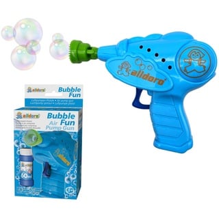 alldoro 60624 Bubble Fun Seifenblasenpistole mit 60ml Seifenblasenflüssigkeit, Bubble Shooter Seifenblasenmaschine, mechanische Seifenblasen Pistole ca. 13,9 x 11,2 x 4 cm, für Kinder ab 3 Jahren