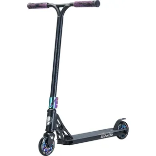 STAR SCOOTER Freestyle Aluminium Jump Stunt Scooter ab 7 - 8 Jahre, 110mm Professional Trick Roller, Schwarz Chrom - Schwarz/Silber