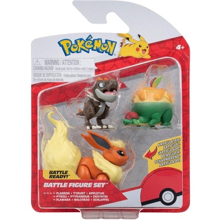 Pokémon PKW3047 - Battle Figure Set - Schlapfel, Balgoras, Flamara, offizielles Figuren Set