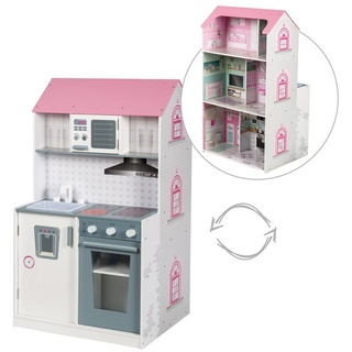 roba® Spielhaus Puppenhaus, wendbares Puppenhaus und Kinderküche in einem rosa kidtini GmbH