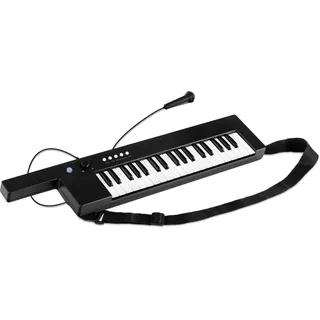 McGrey KT-3712 Kinderkeyboard - 37 Tasten - Keytar inklusive Tragegurt und Mikrofon - Betrieb über Akku und USB-Netzteil möglich - 4 Klangfarben, 4 Begleitrhythmen und 10 Demosongs - Schwarz