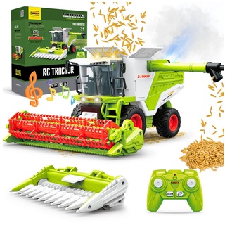 Esun RC-Traktor Ferngesteuerter Mähdrescher, Mähdrescher Spielzeug ab 3 4 5 6 Jahre, (Set, Komplettset), Ferngesteuerter Traktor mit Sprühen, Licht und Ton grün