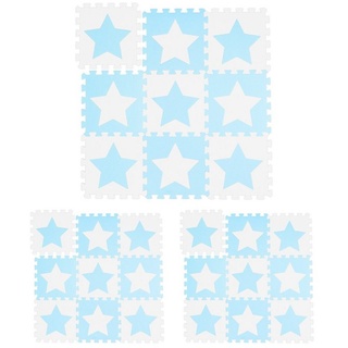 relaxdays Spielmatte 27 x Puzzlematte Sterne weiß-blau blau|weiß