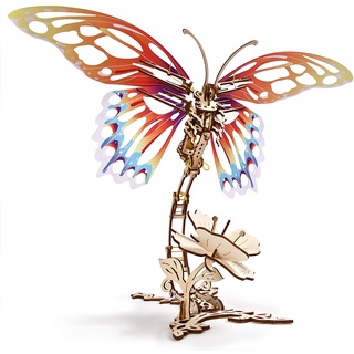 UGEARS Schmetterling 3D Holzpuzzle Erwachsene - 3D Modellbausatz - Modellbaukästen für Erwachsene Jugendliche - Lasergeschnittener Insekt 3D Puzzle Holzbausatz Kreatives Modellbau Set ohne Klebstoff