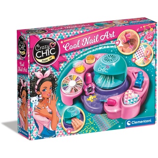 Clementoni Crazy Chic Cool Nail Art - DIY Nageldesign-Set für Kinder ab 6 Jahren - Kreativ-Spielzeug inkl. Nagellacke, Sticker, Glitzer & Nageltrockner 18599