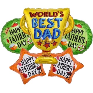 DIWULI World's Best Dad Luftballon Trophäe Set, Happy Father's Day, lustige Folien-Ballons für Vater Papa Geburtstag, Vatertag, Dekoration, Folien-Luftballon, Stern-Ballon, Pokal, Folien-Luftballon