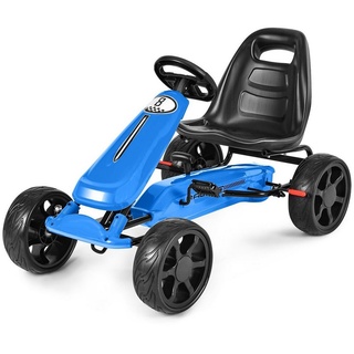 COSTWAY Go-Kart Kinderfahrzeug, mit Handbremse, bis 30kg belastbar blau
