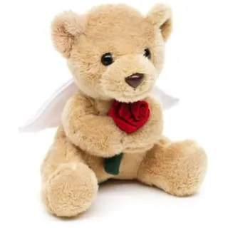 Teddys Rothenburg Kuscheltier Teddybär Schutzengel mit Rose hellbraun 14 cm Plüschteddybär