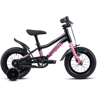 Kinderfahrrad GHOST "Powerkid 12" Fahrräder Gr. 18cm, 12 Zoll (30,48cm), schwarz (pink-schwarz) Kinder