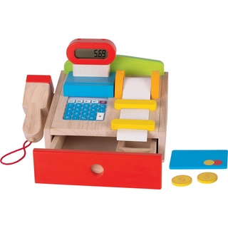 Kaufmannsladen-Kasse für Marktstand von goki aus Holz kreatives Spielzeug mit Palandi® Sticker