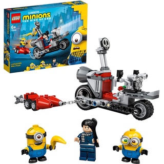 LEGO 75549 Minions Unaufhaltsame Motorrad-Jagd, Spielzeug für Kinder ab 6 Jahre mit Figuren: Bob und Stuart