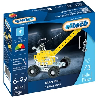 Eitech 00251 Metallbaukasten - Kran Mini, Konstruktionsspielzeug für Kinder ab 6 Jahre, Baustellenfahrzeug mit Seilwinde