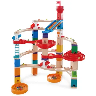 Hape E6024 - Super-Spiralburg, Quadrilla Kugelbahn, Konstruktionsspielzeug mit umfangreichem Zubehör, 129 teilig, aus Holz, ab 4 Jahren, mehrfarbig