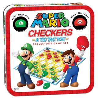 The OP USAopoly - Super Mario Checkers & Tic-Tac-Toe - Sammlerausgabe - Dame & DREI gewinnt Brettspiel mit Super Mario Bros. Mario & Luigi - Ab 6 Jahren - Für 2 Spieler - Englisch