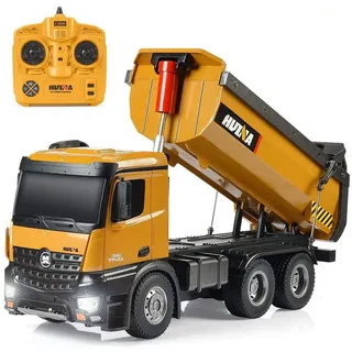 Esun RC-Truck Modell baufahrzeuge Rc Dump Truck 1:14 LKW 10 Kanal Kipplader, 10 Kanäle braun