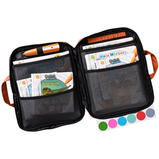 bunnyboo TipToi Tasche - [DAS ORIGINAL] - Platz für bis zu 8 Bücher - mit Einsatz für Tiptoi Stift, TipToi Kabel und Batteriefach - gehört in jedes Starterset TipToi (Orange)