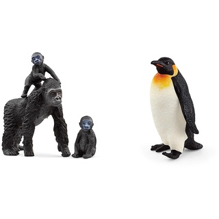 SCHLEICH 42601 Flachland Gorilla Familie, für Kinder ab 3+ Jahren, WILD Life - Spielfigur & 14841 Pinguin, für Kinder ab 3+ Jahren, WILD Life - Spielfigur