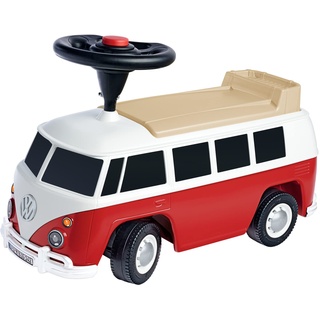 BIG – Bobby Car Baby VW T1 (rot-weiß) - Kinderfahrzeug mit Flüsterreifen, Hupe & Anhängerkupplung - Rutschauto für Kleinkinder & Kinder ab 18 Monaten (bis 50 kg)