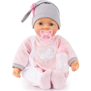 Bayer Design 94682AP Babypuppe Hello Baby, weicher Körper, sprechend, Interaktive Puppe, Funktion, Flasche, Schnuller