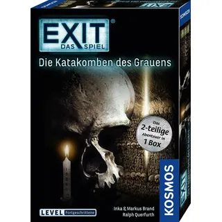 KOSMOS 694289 EXIT® - Das Spiel - Die Katakomben des Grauens - das 2-teilige Abenteuer in 1 Box, Level: Fortgeschrittene, Escape Room Spiel, EXIT Game für 1-4 Spieler ab 12 Jahre