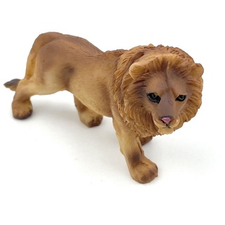 Onwomania Polyresin Figur Löwe Lion Raubkatze Großkatze Tier Dekofigur aus Polyresin Braun  8 cm