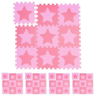 relaxdays Spielmatte 45 x Puzzlematte Sterne rosa-pink rosa