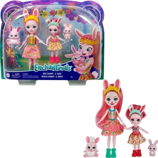 Enchantimals HCF84 - Bree Bunny und kleine Schwester (ca. 15 cm und ca. 4 cm) & 2 Tierfiguren, abnehmbarer Rock und Zubehörteile, tolles Spielzeug Geschenk für Kinder ab 3 Jahren
