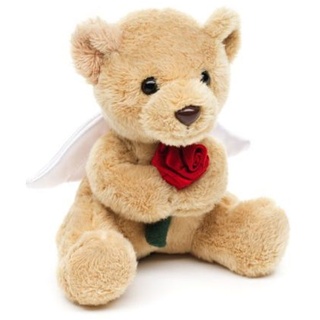 Teddybär Schutzengel mit Rose hellbraun 14 cm Plüschteddybär