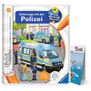 Ravensburger tiptoi Buch - Unterwegs mit der Polizei + Kinder Wimmel-Weltkarte | 4-7 Jahre