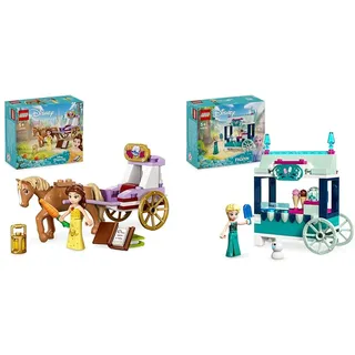 LEGO Disney Princess Belles Pferdekutsche, Prinzessinnen-Set & Disney Frozen Elsas Eisstand, Eiscreme-Spielzeug für Kinder mit Prinzessin ELSA-Puppe