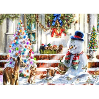 Vermont Christmas Company Schneemann & Freunde Puzzle 1000 Teile - Weihnachtspuzzle für Erwachsene und Familien
